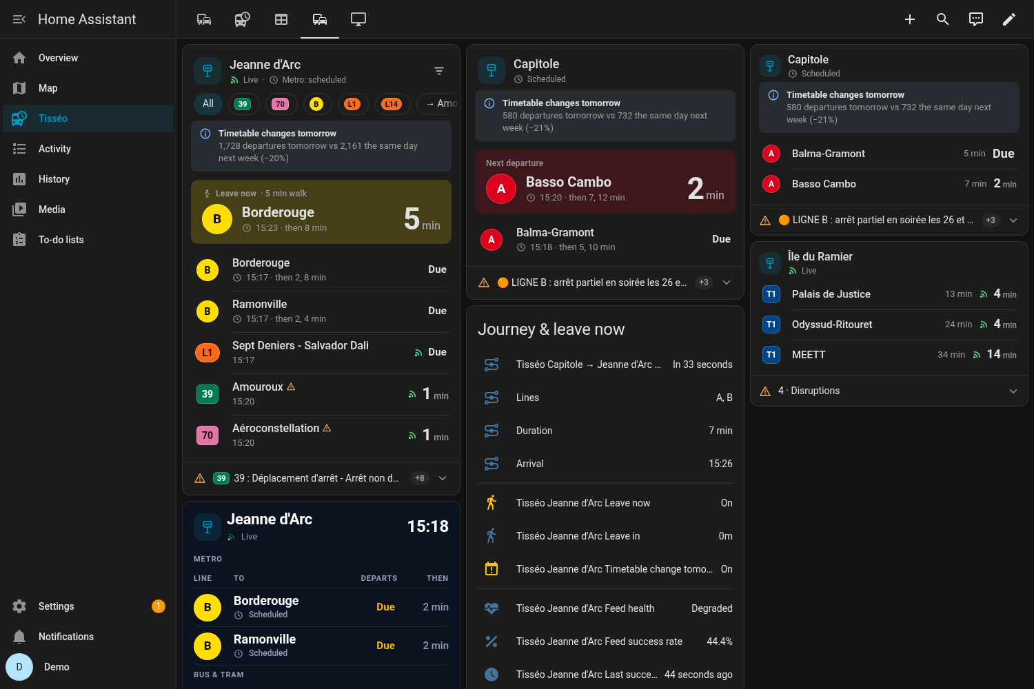 Cards in dark theme
